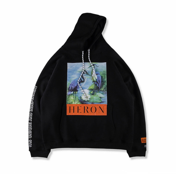 Men Hoodies Heron Preston For Men Women Collection Crane Printing Sweatshirts Chinese size