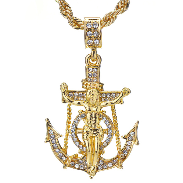 Men's Hip Hop 14K Gold Plated Anchor 