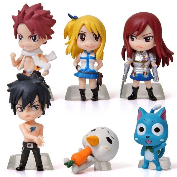 Anime Fairy Tail Figure Lucy Erza Gray Lucy Happy Natsu Figure 5cm Pvc Action Figure Toy Collection Model Gift Wish