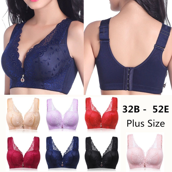 Women Sexy Deep V Push Up Bra Thin Breathable Wireless Lace Full Cover Bras  Plus Size