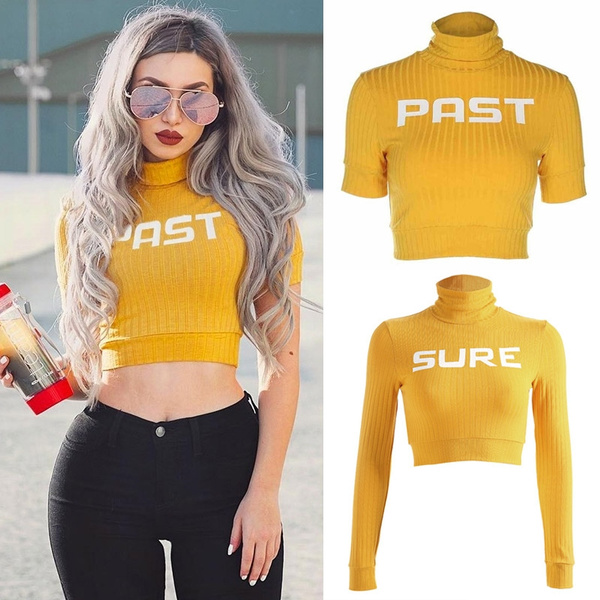 high neck crop t shirt
