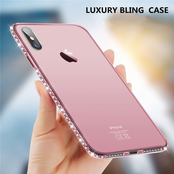 Bling Glitter Rhinestone Case for iphone X 10 for iphone 7 Plus 8 Plus 6 6S  plus 5 5S se Transparent Clear Luxury Diamond Soft Silicone phone Cases  Cover Girl Cute Women Fashion