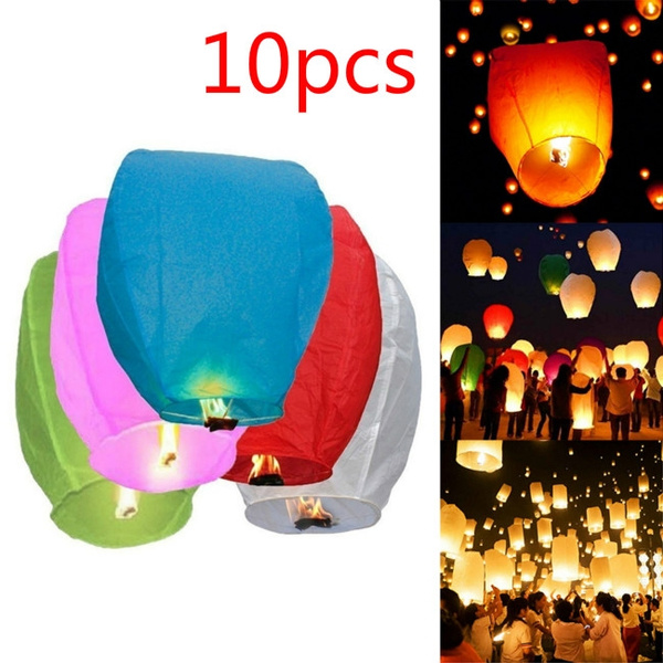 Sky Flying Chinese Paper Wishing Lamp Lanterns Lucky Light For Wedding Party 