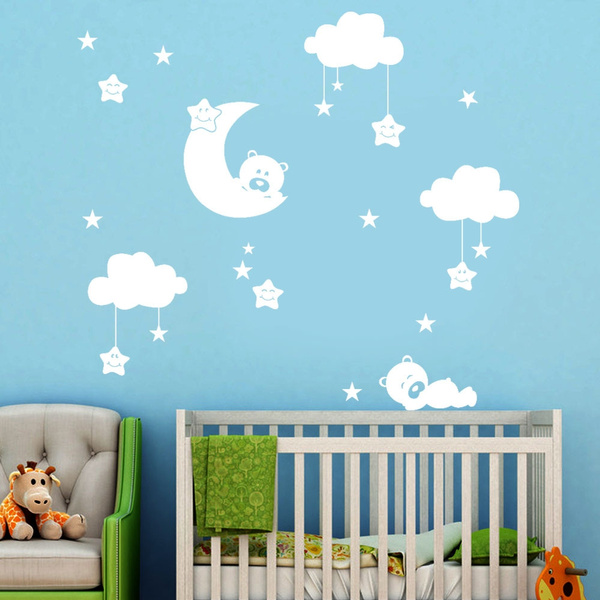 Excellent DIY Large Clouds Moon Stars Wall Decals Children's Room Home ...