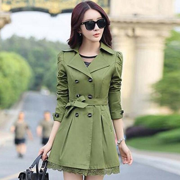 Trench Coat For Spring Double Breasted Lace Casaco Autumn Outerwear Abrigos Mujer Wish