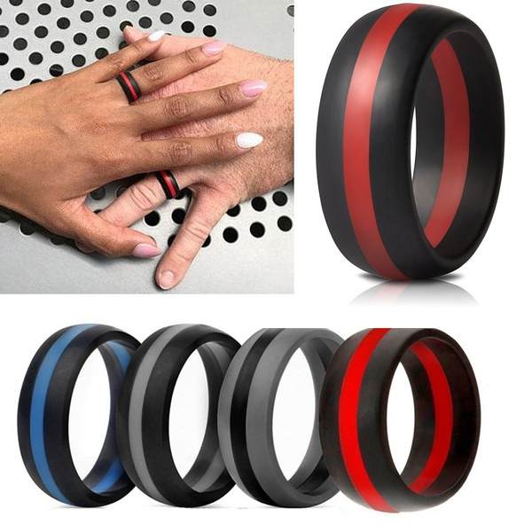 Silicone Wedding Ring Band Engagement Ring Hypoallergenic Men Women Rubber 7-12