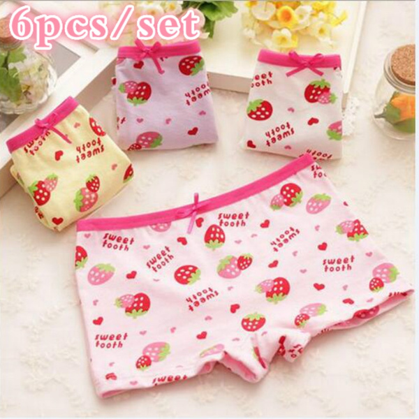 6pcs/lot Children's Cotton Underwear Female Cartoon Printed Baby Bunny Girls  Underwear Boxer Briefs Kids Panties