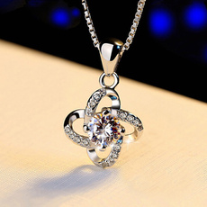 Sterling, DIAMOND, polished, Cross necklace