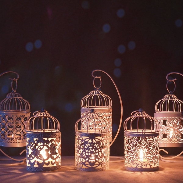 6 Style Hollow Holder Candlestick Tealight Hanging Lantern Bird Cage ...