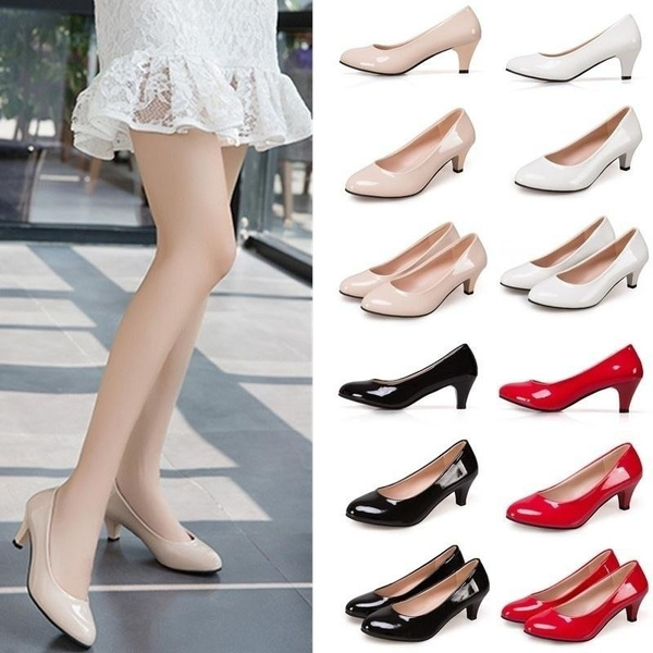 Grey Elegant Pumps Shoes Women Thick Heels Slip On Business Casual Shoes  2022 New Autumn Office Lady Heels with Heel - AliExpress