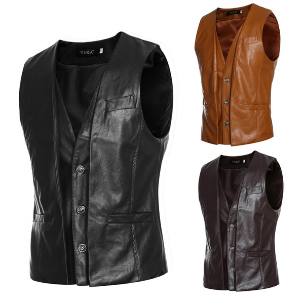 Fashion Men Slim Fit Leather Formal 