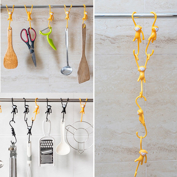 New HOT Cartoon Hanging Hook Cute S Shaped Creative Monkey Kitchen Plastic  S Hooks Cartoon Hanging Hook For Kitchen Bathroom Tool