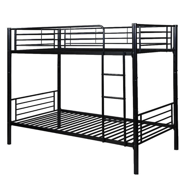 Twin Over Twin Steel Bunk Bed Frame With Ladder | For Kids, Teens, Adults | White/Black/Gray