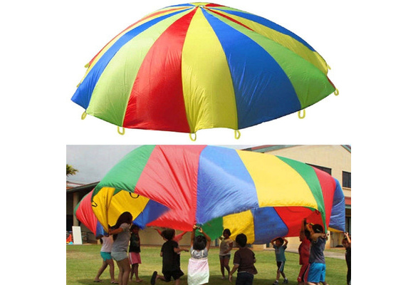 2m Children Sports Outdoor Development Training Rainbow Umbrella Parachute Toys 