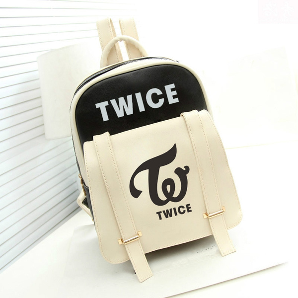 Twice Logo Pu Waterproof Color Stiching Backpack Kpop Star Fanshion Travel School Bag Black Pink Green Blue Purple Wish