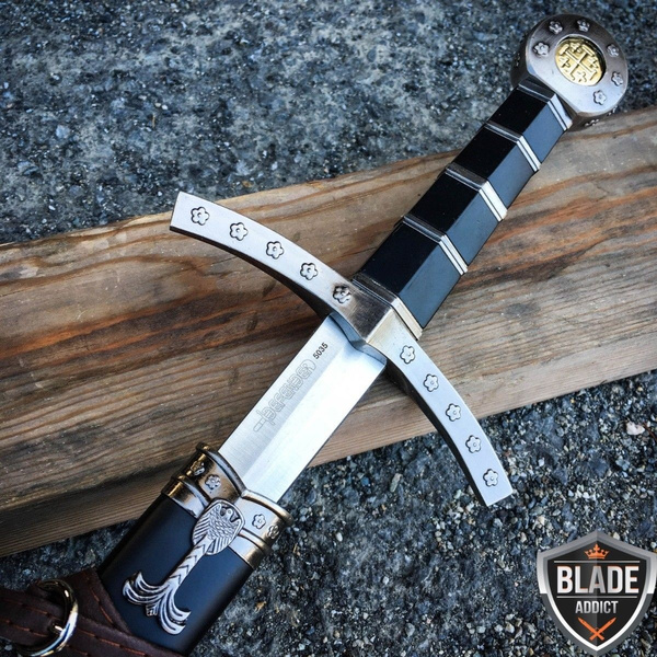 thumbnail image 2 of KCCEDGE King Arthur Excalibur Crusader Medieval Sword – Stainless Steel – Includes Scabbard – 2 Styles – Combat/Survival 2 of 6
