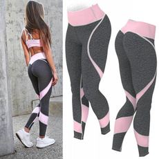 Heart Shape Women's Fashion Workout Leggings Fitness Sports Gym Running Yoga Athletic Pants Color Blocking Tights