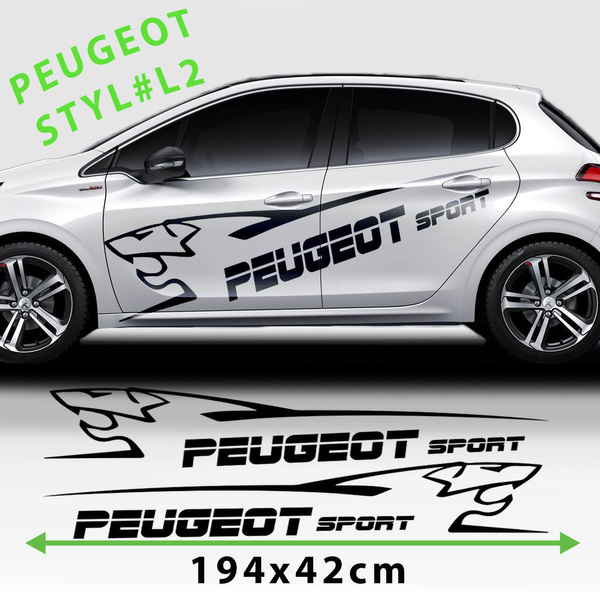 Sport Racing Stripes Logo Stickers Decal For Peugeot 208 Size