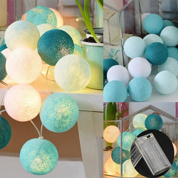 20 LED Colorful Cotton Ball LED String Lights for Patio Wedding Party Decor (Size 2.2m) Wish