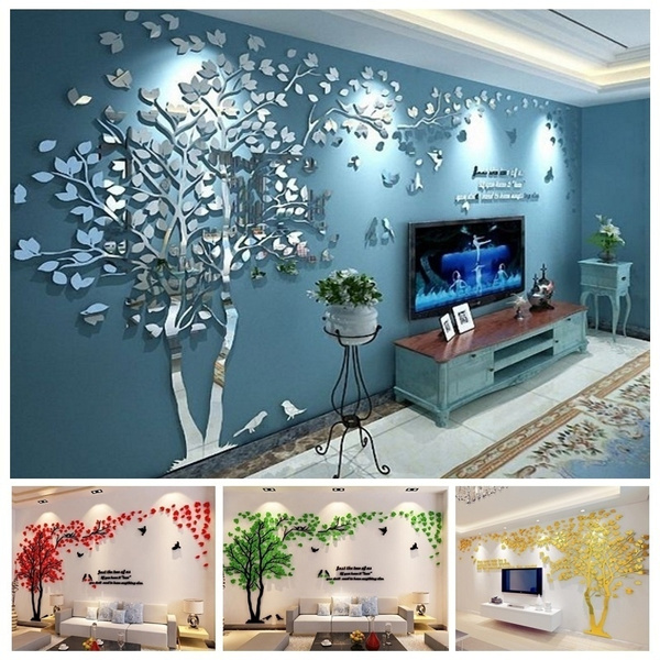 Tree mirror outlet wall stickers