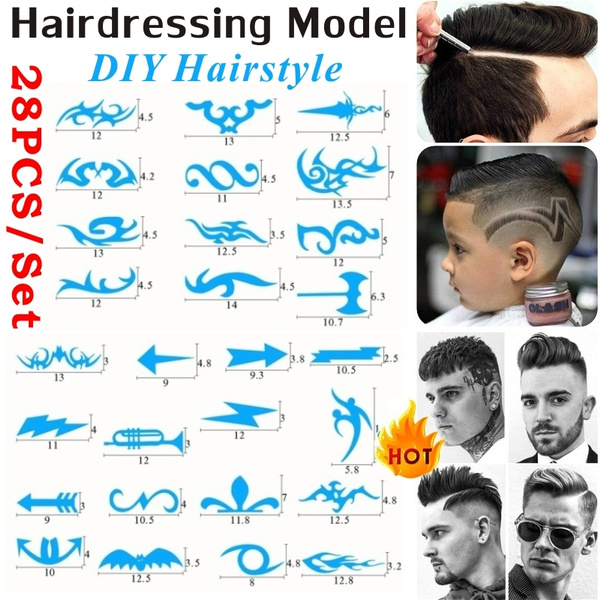 28PCS BEST MEN HAIRSTYLE IDEAS! Variety Hairdressing Model DIY Cool  Hairstyles Stencil Hairdressing Carving Pattern Accessories Hair Salon  Pattern Tool | Wish