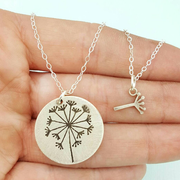 mother daughter dandelion necklace