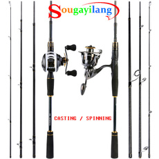 Sougayilang Fishing Rod Spinning Rod Casting Rod Portable Ultralight Fishing Pole Carbon Fishing Pole for Freshwater Saltwater Fishing Tackle