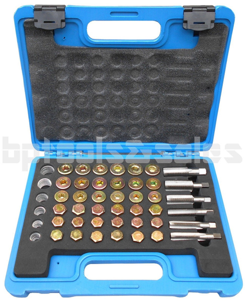 114pc Oil Pan Drain Sump Plug Key Set Thread Repair Tool Kit Set Drain plug Tool 