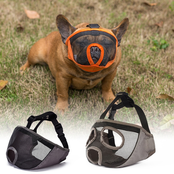 TANDD Short Snout Dog Muzzle Adjustable Breathable Mesh Bulldog Muzzle/Dog Mask for Barking Biting Chewing Training 