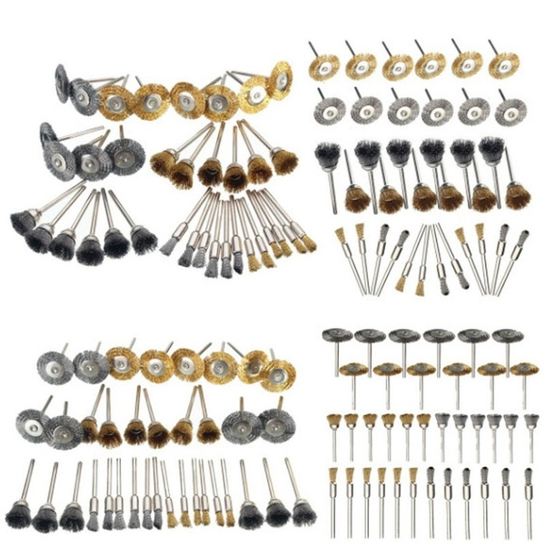 8-Piece Brass Crimped Wire Wheel Brush Set – 1” Diameter, 1/4” Shank – For Dremel & Rotary Tools (Cal-Hawk)