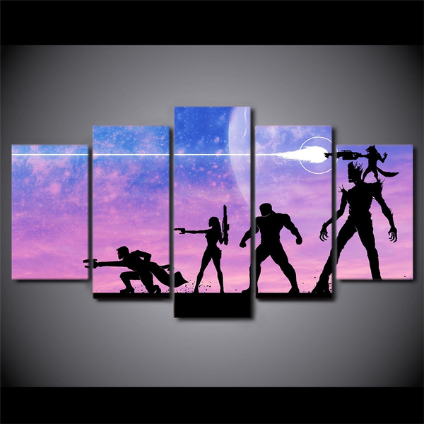 Canvas Painting Modern Art Live 5 Panel Movie Guardians Of The Galaxy Character Wall Decor Picture Landscape Painting Wish