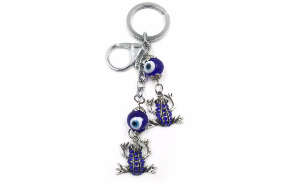 Frog Evil Eye Key Chain with Blue Turkish Evil Eye Lucky Talismans #1319 