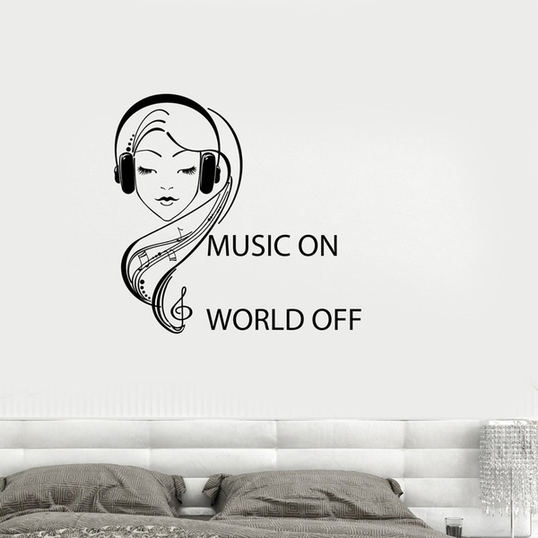 Headphones Wall Art Decal Sticker Living Room Bedroom Removable Music Mural