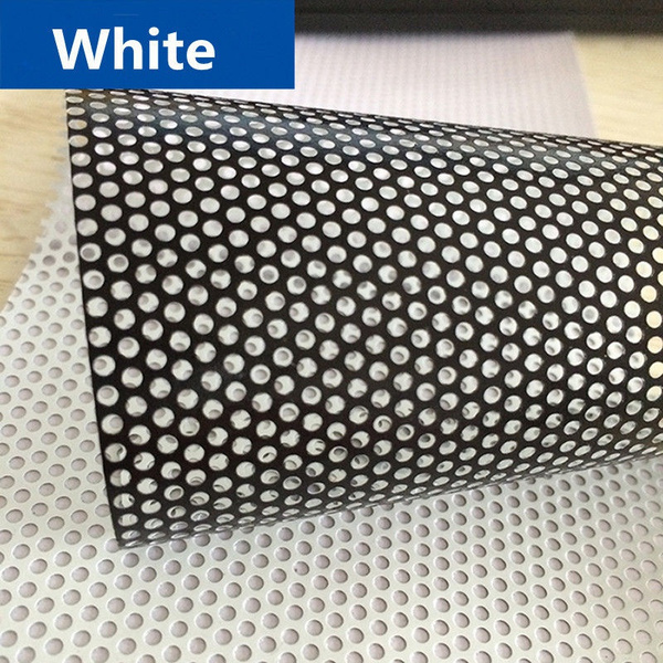 White One Way Vision Perforated Car Vehicle Glass Vinyl Film Car Wrap 54''x20'' 