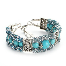 Charm Bracelet, Beaded Bracelets, Turquoise, DIAMOND