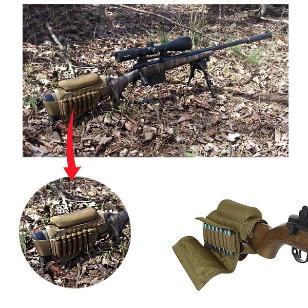 Tactical Rifle Butt Stock Cheek Rest Pouch Bag Shotgun Shell Ammo Holder LC 