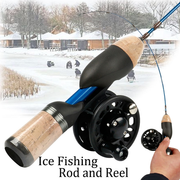 Ice Fishing Combo 1pc 62cm Ice Fishing Rod and ABS 1BB Ice Fishing Reel for  Kids Winter Fishing