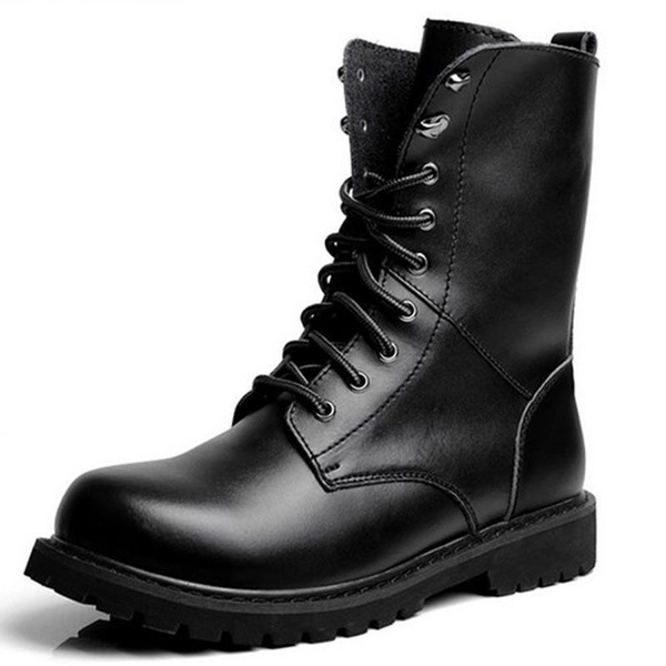 black lace up army boots