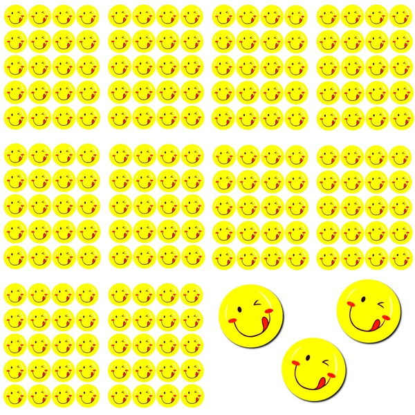 200 Smiley Sticker Set Aufkleber Rausgestreckte Zunge - Gelb | Wish