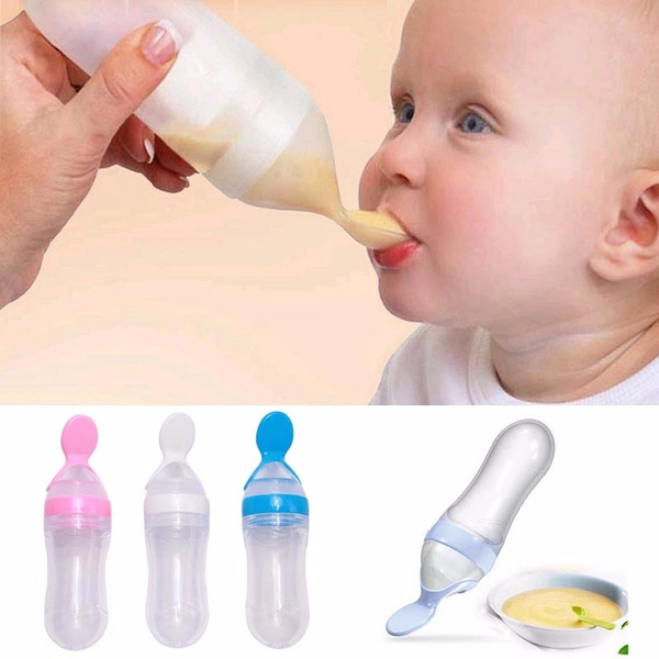 Squeezing Spoon Feeding Baby Bottle