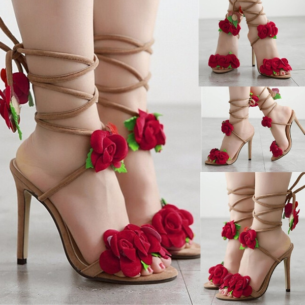 sandals with roses on them