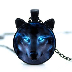 New Nordic Wiccan Wolf Necklace Wiccan Wolf Pendant Jewelry Glass Photo Cabochon Necklace