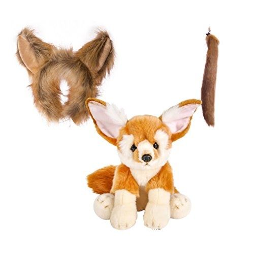 Wildlife Tree Stuffed Plush Fennec Fox Ears Headband And Tail Set With Baby Plush Toy Fennec Fox Bundle For Pretend Play Animals Dressup Wish