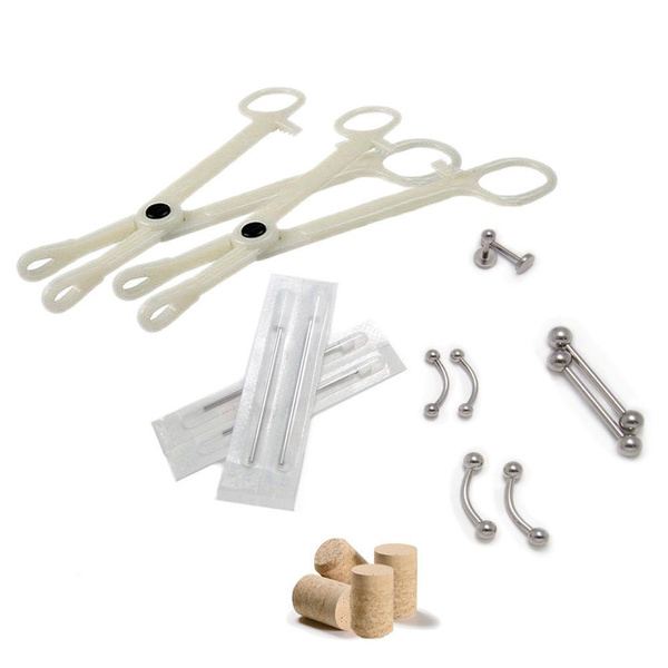 Body Piercing Kit Belly,Tongue,Nipple,Lip,Nose 14 & 16 Gauge Needles