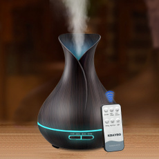 Remote Control Aroma Essential Oil Diffuser Ultrasonic Air Humidifier with Wood Grain 7 Color Changing LED Lights Electric Aroma Diffuser 550ml