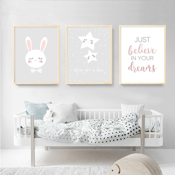 Kids Bedroom Nursery Print Moon Wish upon a Star Baby Room Wall Art 