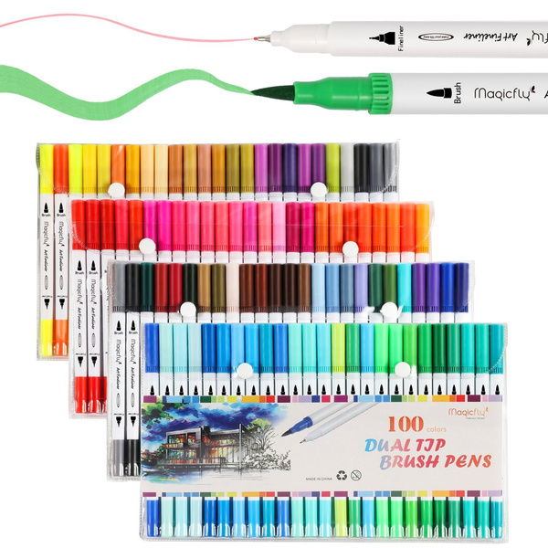 dual tip brush marker pens