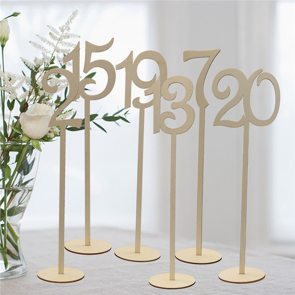 10-20pcs 1 to 20 Wooden Wood Table Numbers with Holder Base Stand Wedding Decor 
