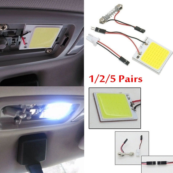 48 SMD COB LED T10 4W 12V White Light Car Interior Panel Lights Dome Lamp Bulb&1 