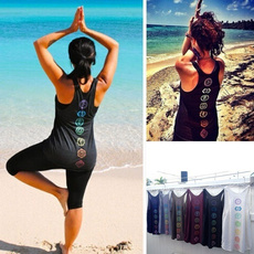 Fashion Yoga Tops Women Sleeveless Tank Top Beach Wear Casual O-Neck Cotton Printed Tops